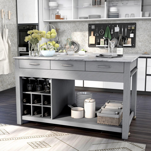 Wade Logan® Alez Extendable Kitchen Island & Reviews Wayfair